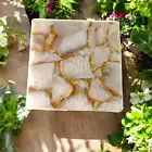 21" Handmade White Quartz Coffee Tabletop Unique Crystal Healing Tables Home Dec