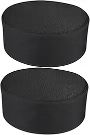 [OATIPHO] Hotel Chef Mushroom Hat 2 Pack Breathable Chef Caps for Kitchen Restaurant Black