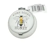 Pure Local Honey Bee Trinket Pill Box Domed White Ceramic Honeycomb Bumble New