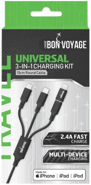 Bon Voyage 3-in-1 Charging Cable 10cm