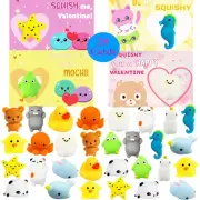 28 Packs Valentines Day Greeting Cards with Cute Mochi Squishies Toys for Kid...