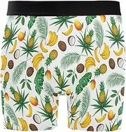 [ZZXXB] Mango Banana Mens Boxer Briefs Stretch Breathable Underwear Fly Front with Pouch S-XXL