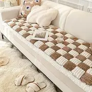 Cream-Coloured Large Plaid Square Pet Mat Bed Couch Cover, Funny Fuzzy Couch Cover, Dog Blankets for Large Dogs, Dog Bed Cover Pet Blanket (70 * 180, DarkCoffee)