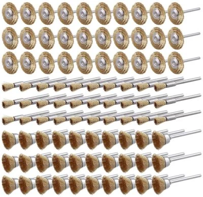 30PC 3mm Shank Brass Wire Brush Brushes Wheel Dremel Rotary Tool Accessories Set