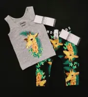 New Bonds George Giraffe Black Chesty Singlet Leggings Set 000 0-3 Months BNWT