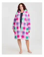 [Taking Shape] Plush Check Zip Dressing Gown in Multi