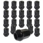 20 Wheel Lug nuts tapered closed black M12x1,5 for Mazda Mitsubishi Nissan Opel