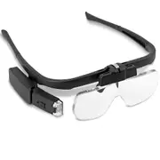 Loupe Head-Mounted Magnifying Glass Headband Light 2 LED Lamp Jeweler Magnifier