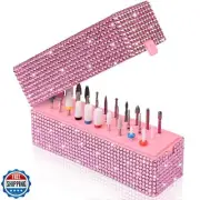 Nail Drill Bits Holder Box: 30 Holes Rhinestone drill bit holder nail tech fo