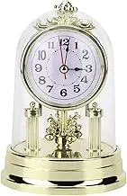 Retro Round Silent Alarm Clock, Digital Alarm Clock European Retro Style Table Clocks Antique Silent Desk Clock for Living Room Bedroom Home Office Decor,Gold