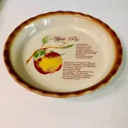 Gold Coast Apple Pie Baking Dish Plate 10" Diameter Printed Baker Recipe