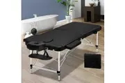 Zenses Massage Table 75cm Portable 2 Fold Aluminium Beauty Bed Black