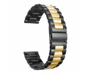 Universal 18mm Straps Stainless Steel Link Watch Strap - Black & Gold