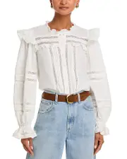 Aqua Pintuck Lace Inset Top - Exclusive