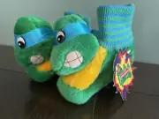 NWT Vintage 1990 Teenage Mutant Ninja Turtles TMNT Leonardo Slippers 5-6 (S)