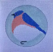 Blue Bird Ornament Hand Painted Needlepoint Canvas