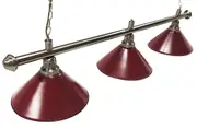Pool Snooker Billiard Table Lighting - Brushed Stainless Light (3 x Burgundy Shades) 61 Inch