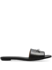 [ALEXANDER MCQUEEN] T-BAR FLAT SANDALS 36 BLACK/CRYSTALL