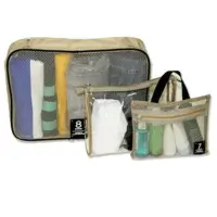 在飛比找Yahoo!奇摩拍賣優惠-衣物分類袋 3件組 行李箱分類 收納袋 收納包 透視旅行袋 