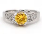 2CT Treated Yellow Sapphire & Topaz 925 Solid Sterling Silver Ring Sz 8 UB2-6