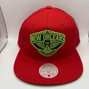 New Orleans Pelicans NBA Red & Green Snapback Hat Mitchell & Ness Adjustable