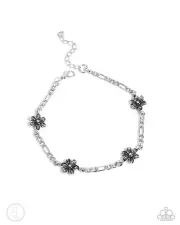 Boho Chic Silver Chain Anklet Floral Antiqued Silver Gypsy Renaissance Faire NEW
