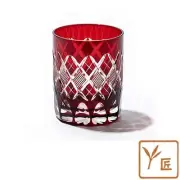 NEW [Official Taiburo Studio] Edo Kiriko Yarai Umoko Pattern Old Glass Red