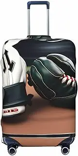 [CADREWY] baseball and Gloves Print Travel Suitcase Cover Luggage Protector with Elastic Anti Scratch for Carry On, Black, Medium