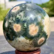 286G Natural Colorful ocean jasperquartz geode crystal sphere ball healing