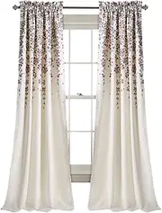 [Lush Decor] Weeping Flower Light Filtering Window Curtain Panels, Pair, 52" W x 84" L + 2" Header, Purple & Gray- Charming Modern Floral Curtains for Living Room, Dining Room, & Bedroom
