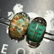 Trollbeads Glitter Faceted Event Unique And Longevity Glass Bead Set OOAK HTF