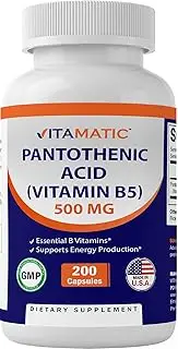 Vitamatic Pantothenic Acid (Vitamin B5) 500 mg 200 Capsules