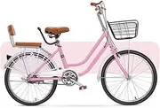 City Commuter Bicycle for Adult Women,Double Beam Frame Complete Cruiser Bikes,Adjustable Handlebar and Saddle,Rear seat with backrest and Rear Wheel Guard,Front and Rear Brakes