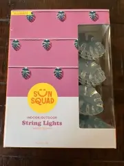 Sun Squad Indoor/Outdoor PALM TREE LEAVES String Lights / BLUE 10LIGHTS / 7FT