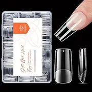 Modelones Medium Square Nail Tips, Pre-shaped Gel x Nail Tips Full Cover Fake Nails Soft Gel Acrylic Nail Tips Nail Extension False Gel x Nail Kit 216PCS 12Sizes