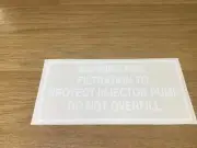 Massey Ferguson Fuel Filtration Warning Decal for 130,135,148,165.175,185 etc