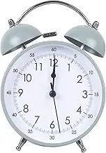 KEYPOWER Kids Twin Bell Metal Alarm Clock Silent Quartz Desk Clock Battery Operated for Heavy Sleepers (Green)