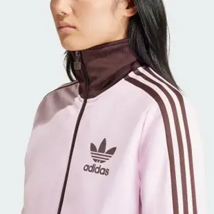 【adidas 愛迪達】外套 女款 運動外套 三葉草 BECKENBAUER TT 粉咖啡 IR6088