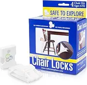 Safe to Explore Child Safety Chair Lock Set with 3M Double-Sided Tape for Child Proofing Kitchen, Dining Room, and More | Set of 4 Adjustable Chair Locks Prevent Climbing, Tipping and Injury