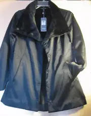 BNWT $428 Eileen Fisher Bonded Fleece BLACK Funnel Neck Jacket Coat PP