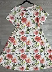 NWT Lularoe 2XL Jessie Dress with Pockets Multicolored Tropical Floral Flowers