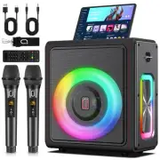 Karaoke Machine Portable Bluetooth 5.3 Speaker with 2 Wireless Microphones fo...