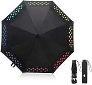 [XINTUON] 1 Pc Folding Umbrella Droplets Black Compact Folding Colour Changing Umbrella Slip-Proof Handle for Easy Carry