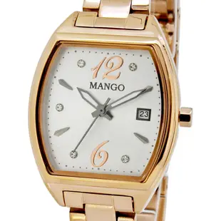 MANGO典雅時光酒桶型腕錶-玫瑰金/白面-26mm