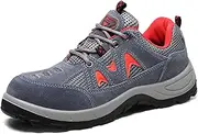[BIAJIAZHUA] Steel Toe Shoes for Women Comfortable Lightweight Breathable,Men's Steel Toe Work Boots with Rubber Sole Slip Resistant,Safety Shoes Anti-Smash Anti-Colision(8.5)