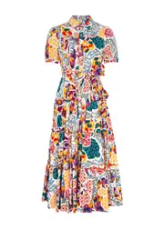 Diane Von Furstenberg Queena Printed Cotton-blend Shirt Dress - Multicoloured - XL (UK16 / XL) XL (UK16 / XL)