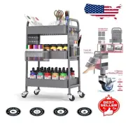 Stylish 3-Tier Serving Trolley Cart with Customizable Pegboards & Swivel Casters