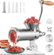 Huanyu Stainless Steel Meat Grinder Manual with Table Clamp Sausage Maker Grinders for Home Use for Chicken,Beef,Small Bone,Chili HZ-10