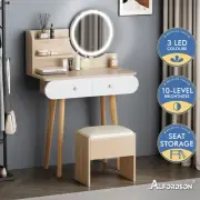ALFORDSON Dressing Table Stool Set Makeup Mirror Desk LED Lights Wood