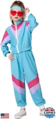 SIZGAROOT 80s 90s Retro Windbreaker Set Girls Workout Costume Outfit Track Su